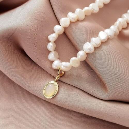Natural Fresh Water Baroque Shell Choker Necklace W/14K Gold Real Brass Chain for Women Lady Party Wedding Jewellery 2021 Gift