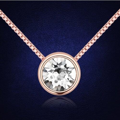 Gold Color Pendant Necklaces For Women Girls Crystal From Swarovski Round Necklace Brand Jewelry