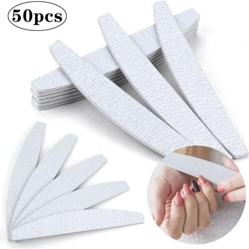 5/10/15/50pcs Nail File 100/180 Half Moon Double Side Sandpaper Nail Sanding Buffer Blocks Grinding Polishing Manicure Care Tool