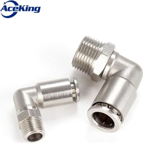 Pneumatic quick connector right angle elbow corrosion resistant all copper nickel plated quick insert gas pipe joint PL8-02 PL