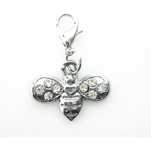 10pcs/lot Bee Dangle Charms Pendant Charms Lobster Clasp Hanging For Necklace Charm Bracelet Jewelry