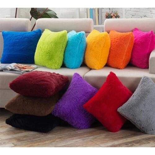 Hot Sale Soft Plush Faux Fur Wholesale Decorative Cushion Pillowcase Throw Pillow For Sofa Car Chair Hotel Home Decoration