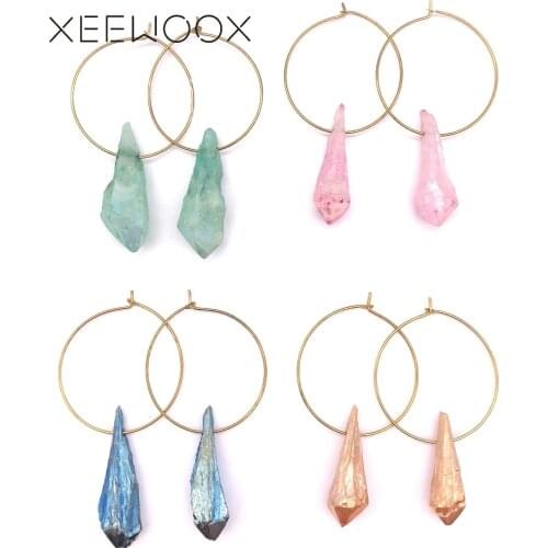 Romantic Colorful Crystal Long Drop Earring Blue Green Orange Pink Woman Statement Drop Earring XEEWOOX Design Party Gift