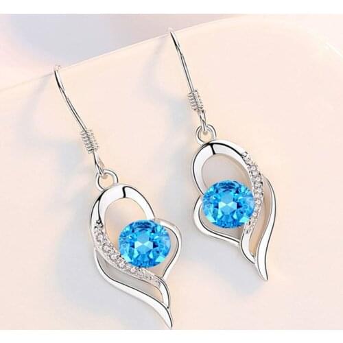 Heart shape earrings women opal jewelry accessories fashion rhinestone earrings female ears jewelry alloy accessories