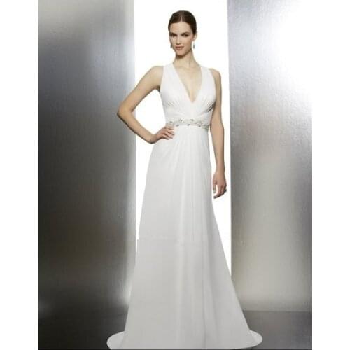 2018 Chiffon straps A-line halter neck vestido de noiva assortment beading natural waist bridal gown mother of the bride dresses