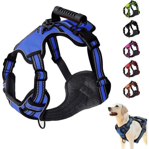 Reflective Dog Harness Breathable Pet Harness Padded Vest Pet Training Chest Straps Safety Vehicular Lead Dog Accessories