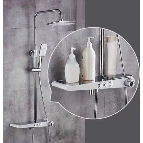 Thermostatic Faucet Shower Set Liftable Bathroom Mixer Water Taps Wall Mounted Rainfall Spray Shower Heads With Spray Gun Mode