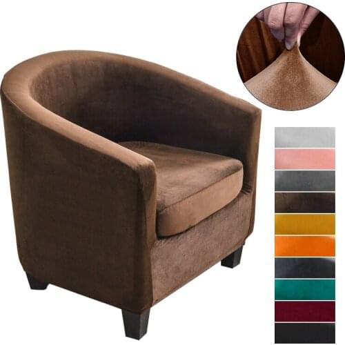 Velvet Club Chair Cover Elastic Tub Chair Slipcover Removable Sofa Slipcovers Spandex Armchair Cover for Bar Counter Living Room