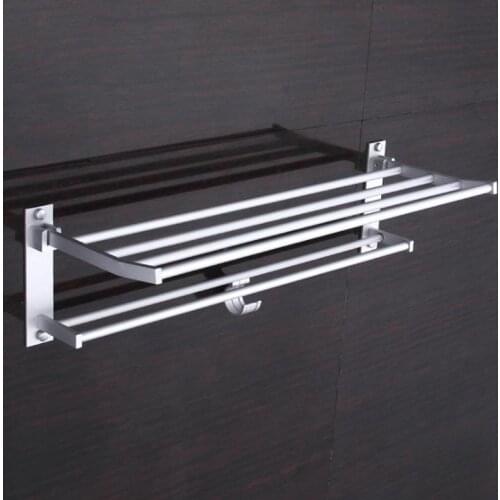 High Qulaity Stainless Steel Storage Racks Shelf Foldable Towel Holder Mounted New Organizer Hook Wall Clothes Bathroom Shelf