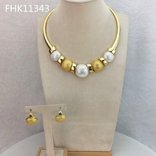 Yuminglai Dubai Jewelry Sets Simple Jewelry for Women Necklace with Earrings FHK11343