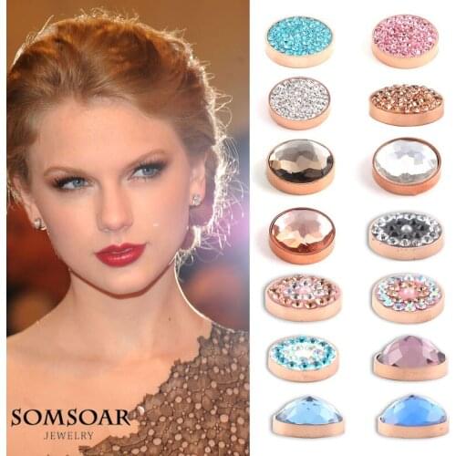 Somsoar Jewelry Hot Selling 12mm interchangeable Crystal magnet Coin for My Coin Cambio Leather Warp Bracelet as women gift