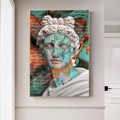 Funny Apollo Sculpture Graffiti Wall Art Prints Black And Red Statue Abstract Picture On Canvas Poster Painting For Living Room