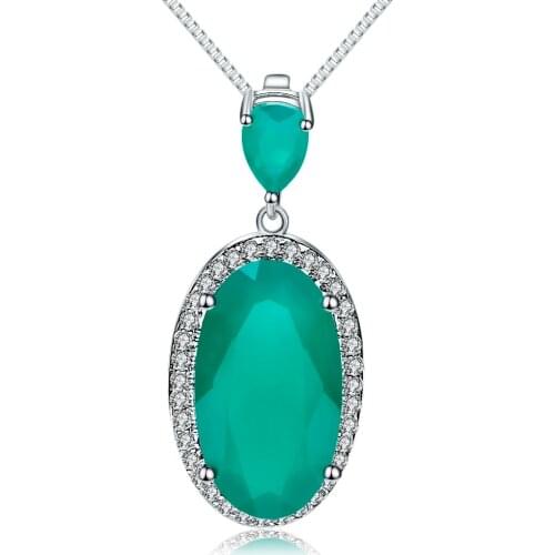 Gems Ballet 925 Sterling Silver 6.68Ct Natural Green Agate Gemstone Statement Pendant Necklace For Women Fine Jewelry