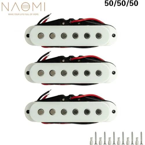NAOMI 3PCS Guitar Pickups 50mm Guitar Single Coil Pickup Ceramic Magnet For Electric Guitar White