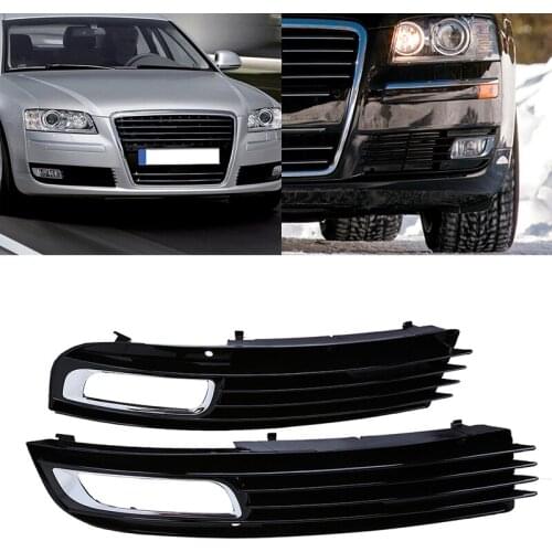 1 Pair New Black Front Right&Left Bumper Fog Light Lamp Cover Grille Grill For Audi A8 2008 2009 2010 Car Accessories