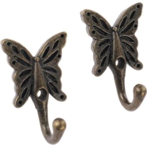 1pc Antique Wall Mounted Butterfly Coat Robe Hook Door Clothes Towel Hanger Vintage Bronze Hanger Hooks For Hat Coat With Screws