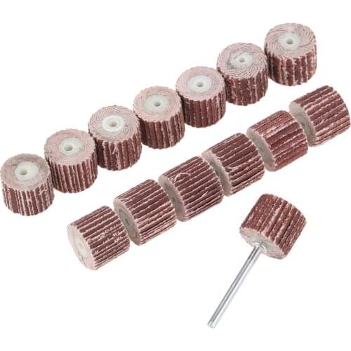 10Pcs Grit 80 120 180 240 320 400 600 Polishing Disc Pad Sanding Flap Wheel Sandpaper Rotary Power Grinder Tool &1Pc 3mm Mandrel