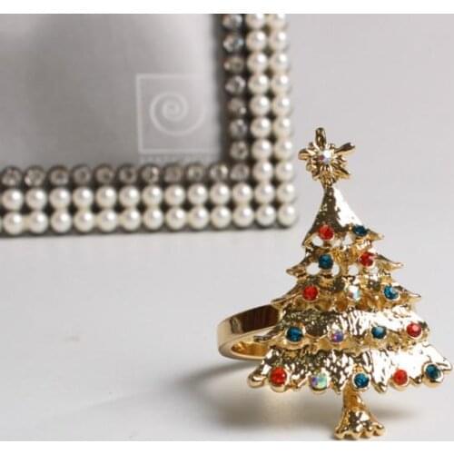 12pcs Christmas tree napkin buckle napkin ring jewelry ornaments festive table serviette holder rond de serviette