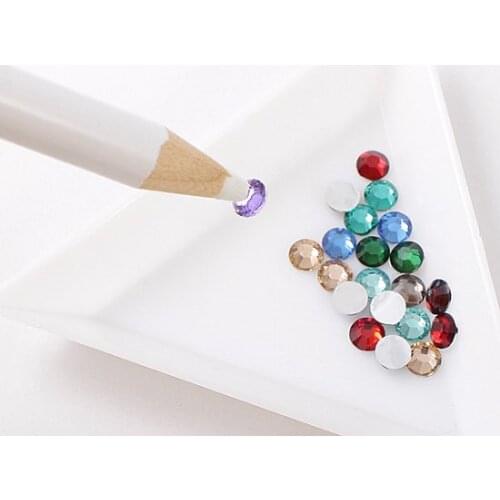 2pcs/set Nail Art Rhinestones Gems Picking Picker Pencil Pen+Triangle Dotting Plate High Quality Manicure Diamonds Tools