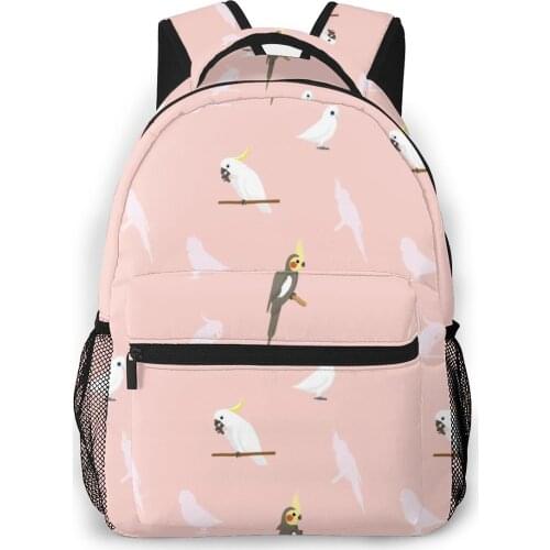2021 Travel Backpacks Funny Birds Of Parrot Cockatiel Corella Cockatoo Girl Backpack Capacity School Bag For Teenage