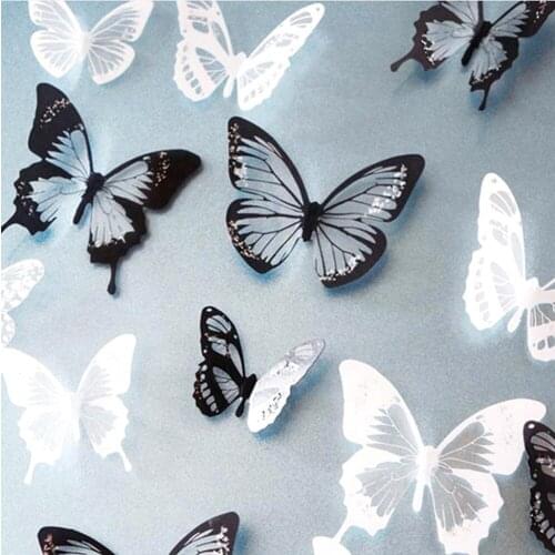 18pcs/lot 3d Effect Crystal Butterflies Wall Sticker Beautiful Butterfly for Kids Room Wall Decals Home Decoration On the Wall
