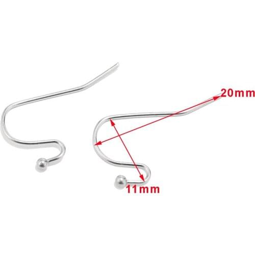 50pcs/lot 20mm stainless steel Ear Wire Ball Dot French Earring Hooks Earrings DIY For Making Findings