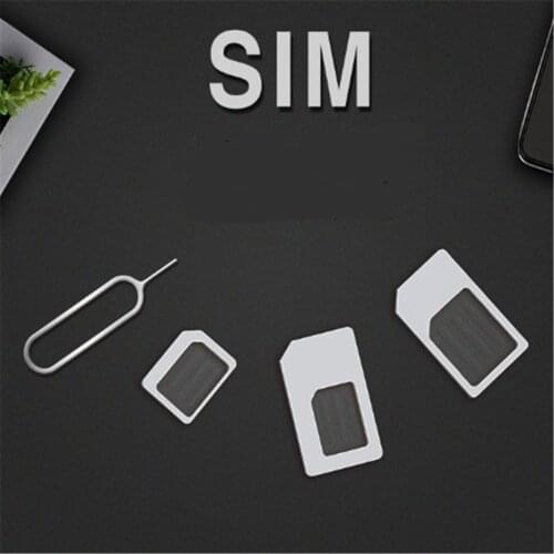 2Pcs SIM Card Adapter 4 in 1 micro sim adapter Dropship Retail Version Best Quality with Eject Pin Key for Phone