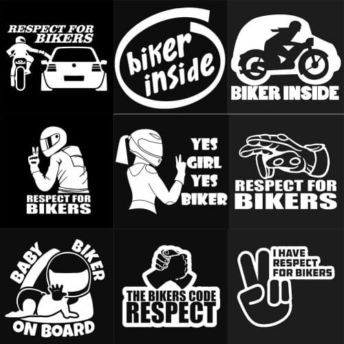 Car Stickers Decor Motorcycle Decals Respect for Bikers Reflective Warning Sign Decorative Accessories Creative PVC