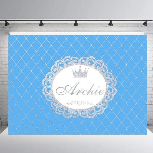 BEIPOTO Royal Blue silver prince photography backdrops baby shower boy background photo booth studio candy dessert table B-873