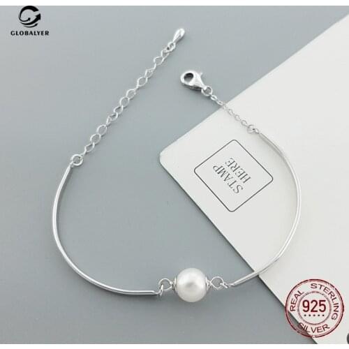 Korean versatile Freshwater Pearl Bracelet S925 Silver Simple Fashion Bracelet Silver jewelry Girls gift Free shipping 781