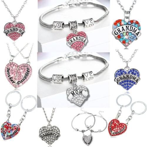 Gifts For Mother Grandma Sister Daughter Necklace Mothers Grandmas Mom Friend Heart Pendants Jewelry Keychain Keyring Family
