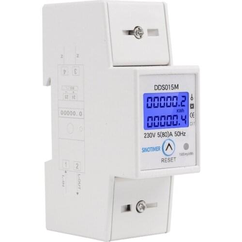DDS015M 230V 5(80A) Watt Meter Power Analyzer with Reset Multifunctional Voltage Amp Meter Electric Consumption Monitor M7DA