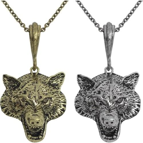 New Arrival Retro Punk Style Alloy Wolf Head Long Necklace Sweater Chain Animal Wild Nature Necklaces & Pendants Fashion Jewelry