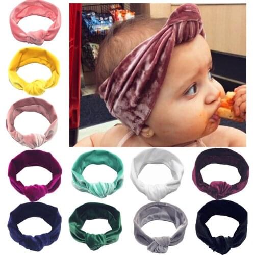Baby Toddler Cute Girls Kids Hair Accessories Bow Hairband Velvet Turban Knot Rabbit Headband Summer Style Headwear 11 Color