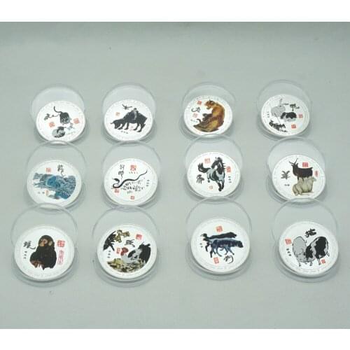 Twelve Constellations Zodiac Silver Plated Collectible Coin Set Holder Challenge Coins Creative Gift Dropshipping