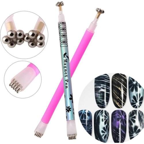1Pc Double ended Cat Eye Magnet Pen Magical Stick Flower Stripe Grid For Magnetic UV Gel Manicure Beauty DIY Nail Art Tools