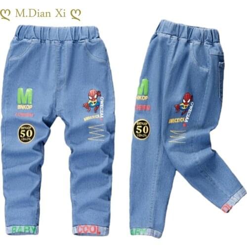 2021 Spring Autumn Children Mickey Pants Jeans Clothes Baby Boys Girls Fashion Casual Cartoon Trousers Kids Denim Pants 2-7Years