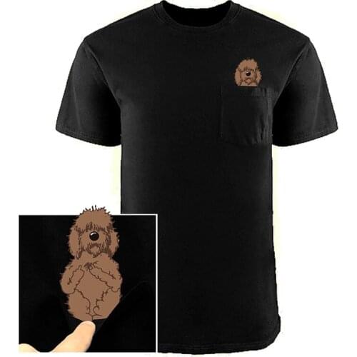 Cotton T-Shirt Fashion Summer Pocket Cute Labradoodle Printed T-shirt Men for Women Harajuku T-shirt Funny Black Tee