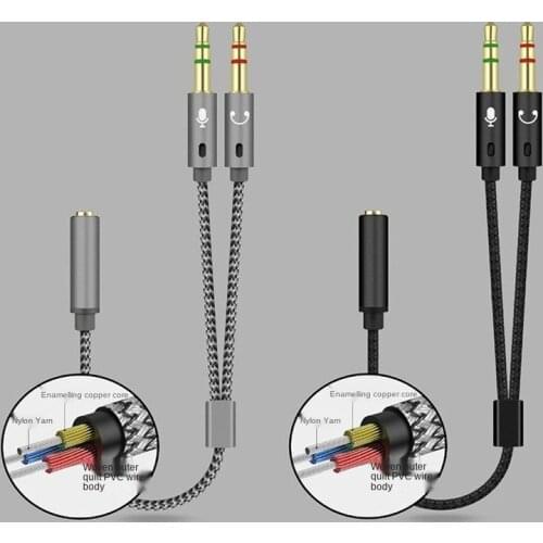 Laptop Headset Two-in-one Conversion Cable Mobile Phone Headset Microphone Audio One Point Two 3.5 Adapter for Audio Equipment