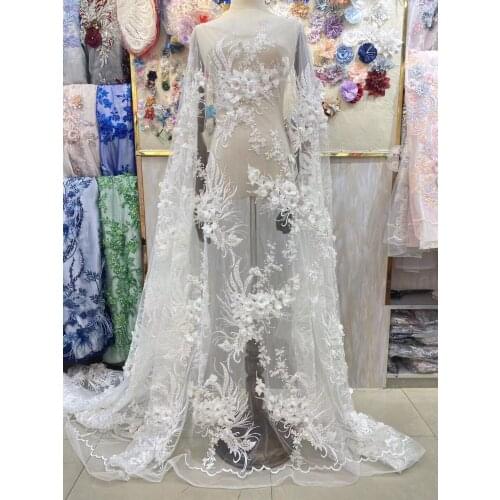 Hot sale Nigerian lace Fabrics 3D flowers with stones High quality ZH-426681 African Lace Fabric High Quality French Tulle Lace