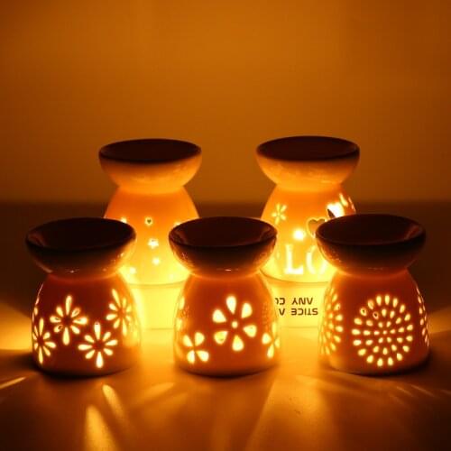 Ceramic Candle Oil Incense Burner Windproof Essential Aromatherapy Oil Diffuser Burner Lamps Home Girls Living Room Decoration