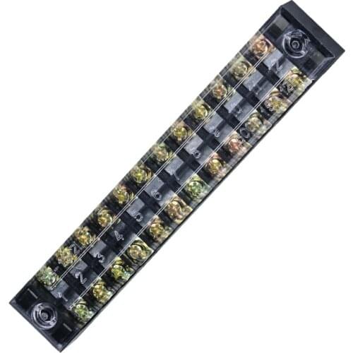 TB-1512 Left And Right Communication Dual Row Strip Screw Terminal Block 15A 600V Fixed Wiring Board Wire Connector