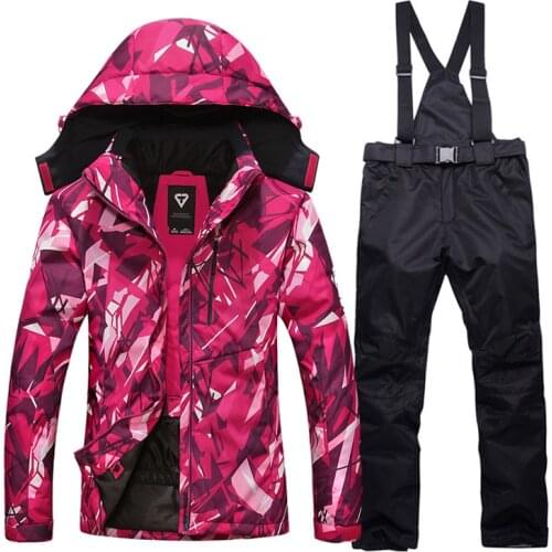 Ski Suit Women Winter Thick Warm Waterproof Windproof Skiing and Snowboarding Jacket and Pants Female Snow Costumes Outdoor Wear