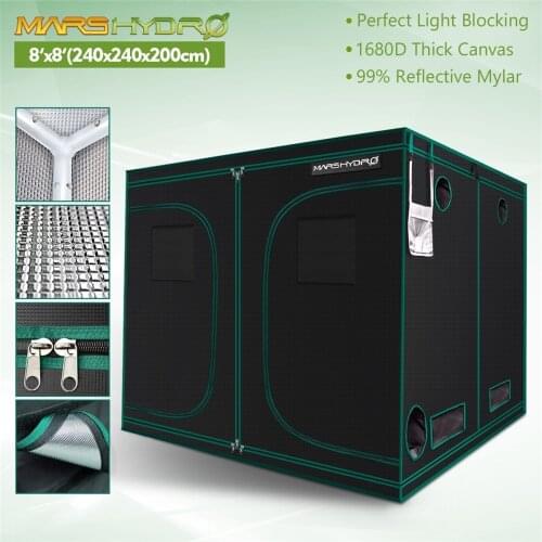 1680D Mars Hydro 240X240X200cm Indoor LED Grow Tent Indoor Growing System Non-toxic plant room Indoor garden Water-proof hut