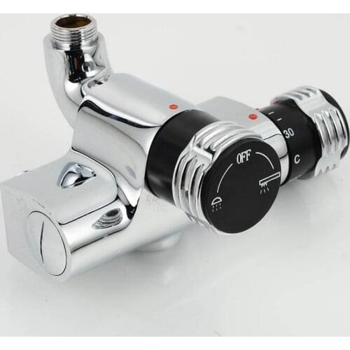 Copper Dual handle thermostatic faucet bath, Brass thermostatic shower faucet mixing valve, Bathroom wall mounted shower faucet