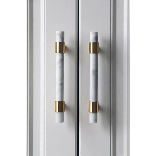 Natural Stone + brass Knobs European T Bar Handles Drawer Pulls Kitchen Cabinet Knobs and Handles Furniture Hardware