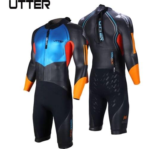 UTTER Men Smooth Skin Swimrun Short Legs SCS Yamamoto Neoprene Swimsuit Triathlon Suit Wetsuit for Surfing Watersports Swimwear