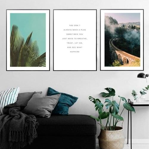 Nordic Ins Style Simple Living Room Hanging Painting Green Plant Landscape Modern Decorative Picture New Hallway Bedroom Mural