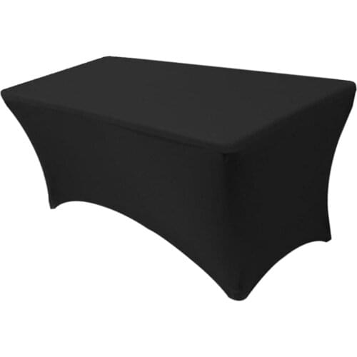 Fitted Stretch Tablecloth Rectangular Table - Wedding/Banquet/Trade Show - Spandex Cloth Cover - Black 183x76x76cm