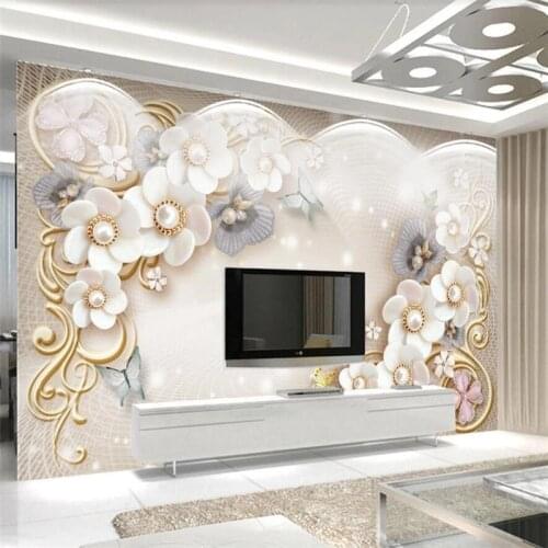 Custom 3d wallpaper European palace style golden jewelry flower TV background wall living room bedroom decoration painting обои